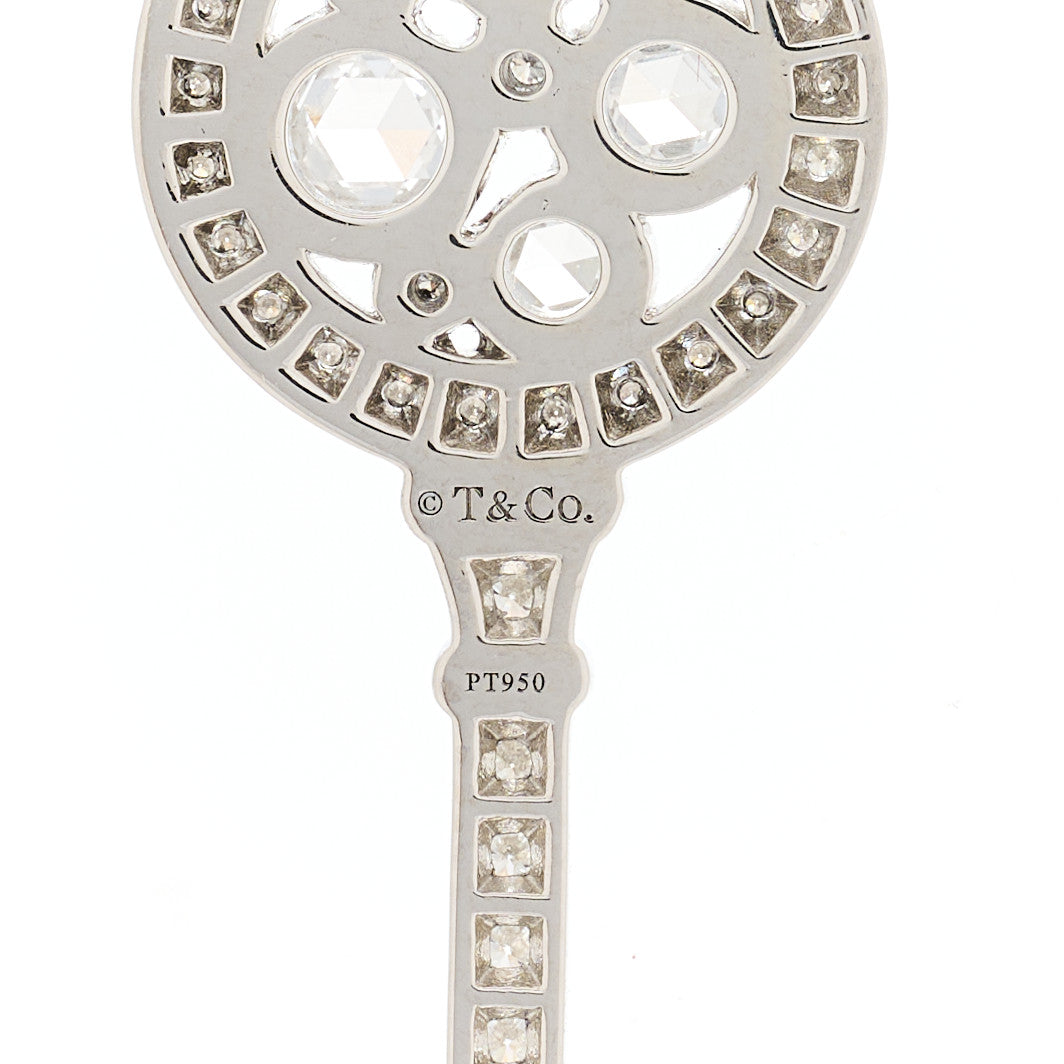 Platinum Diamond Cobblestone Key Pendant