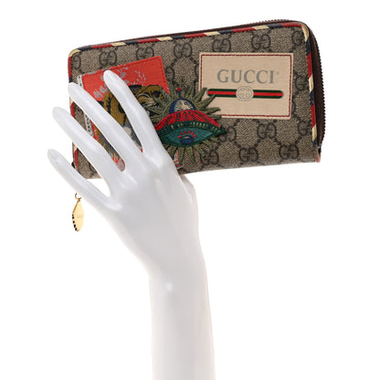 Gucci GG Supreme Monogram Courrier Embroidered UFO Zip Around Wallet 2 of 7
