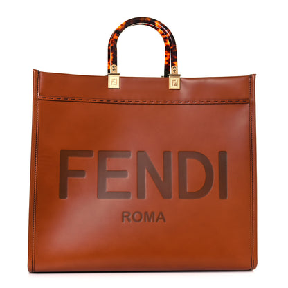 Fendi Vitello King Plexiglass Large Fendi Sunshine Shopper Tote Cuoio 1 of 10