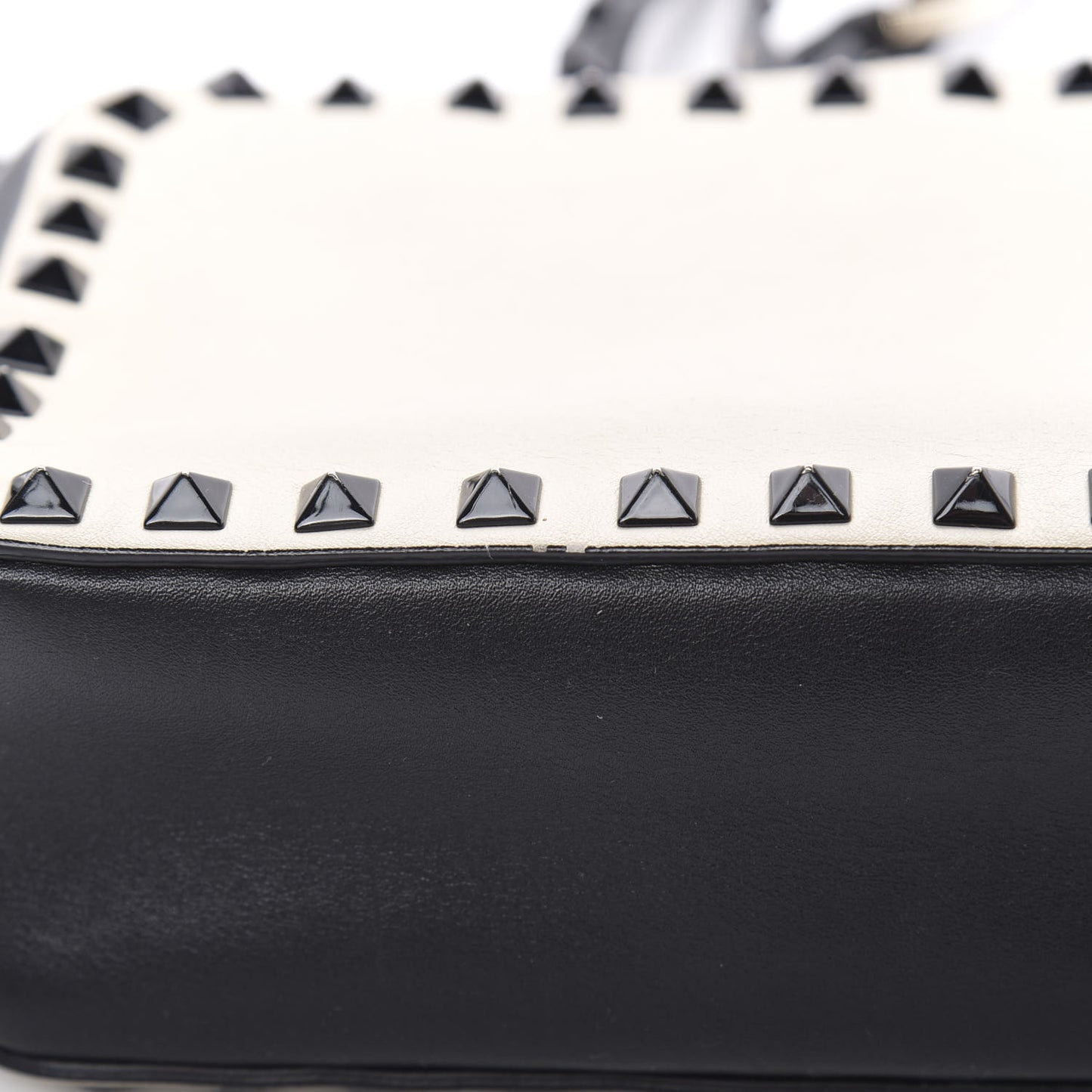 Calfskin Rockstud Camera Crossbody Bag Ivory Black