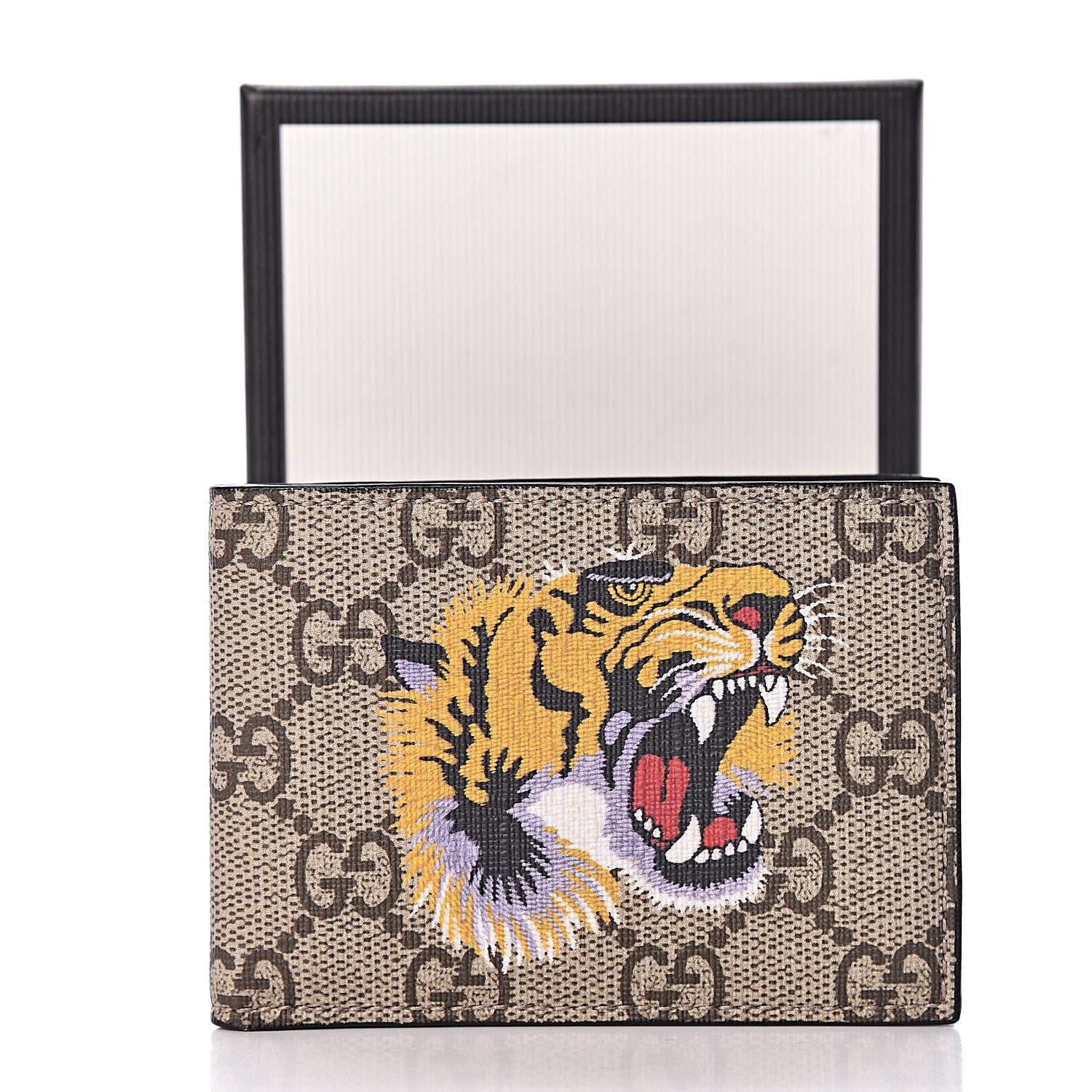 Gucci GG Supreme Monogram Tiger Bi-Fold Wallet Beige 8 of 8