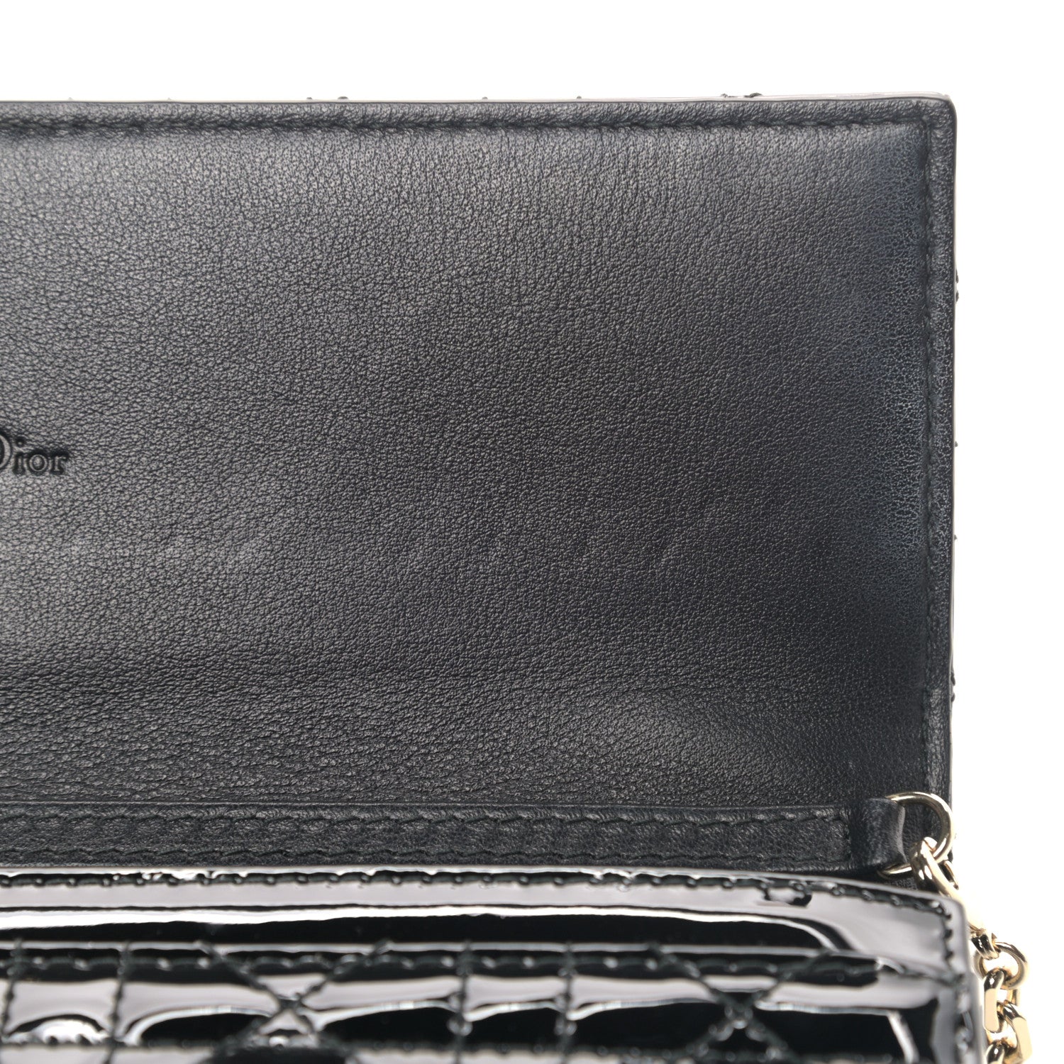 Christian Dior Patent Cannage Lady Dior Rendezvous Wallet On Chain Black 10 of 10