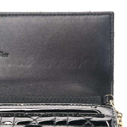 Christian Dior Patent Cannage Lady Dior Rendezvous Wallet On Chain Black 10 of 10