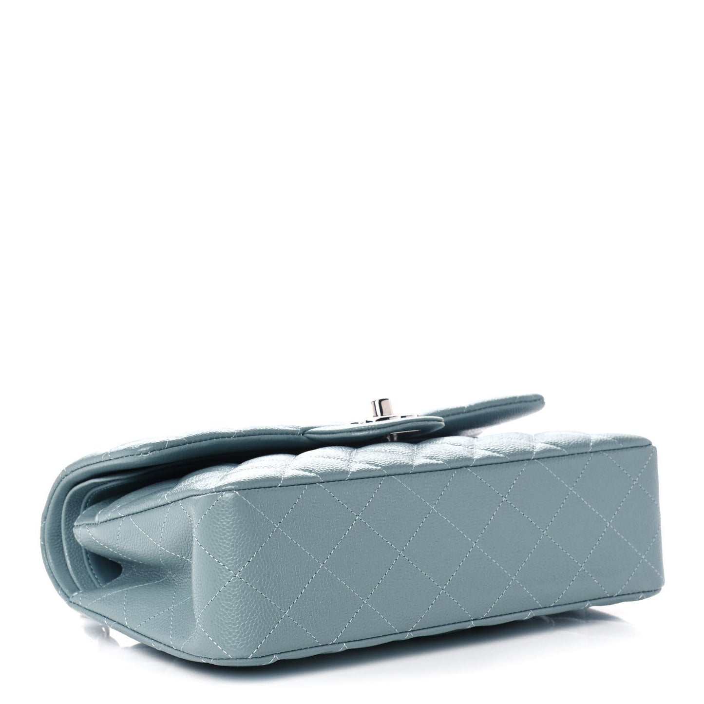 Caviar Quilted Small Double Flap Light Blue
