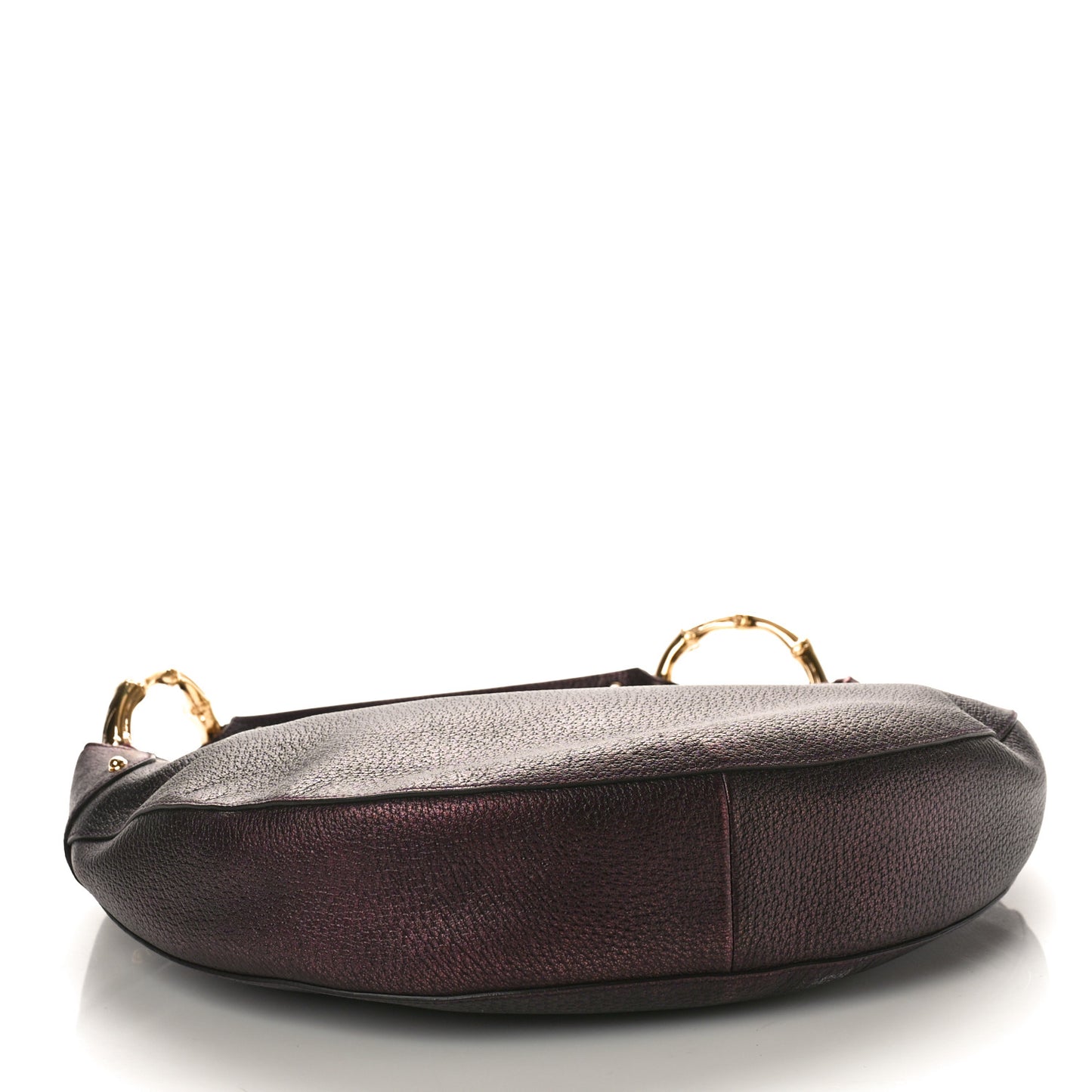 Metallic Calfskin Bamboo Ring Hobo Aubergine