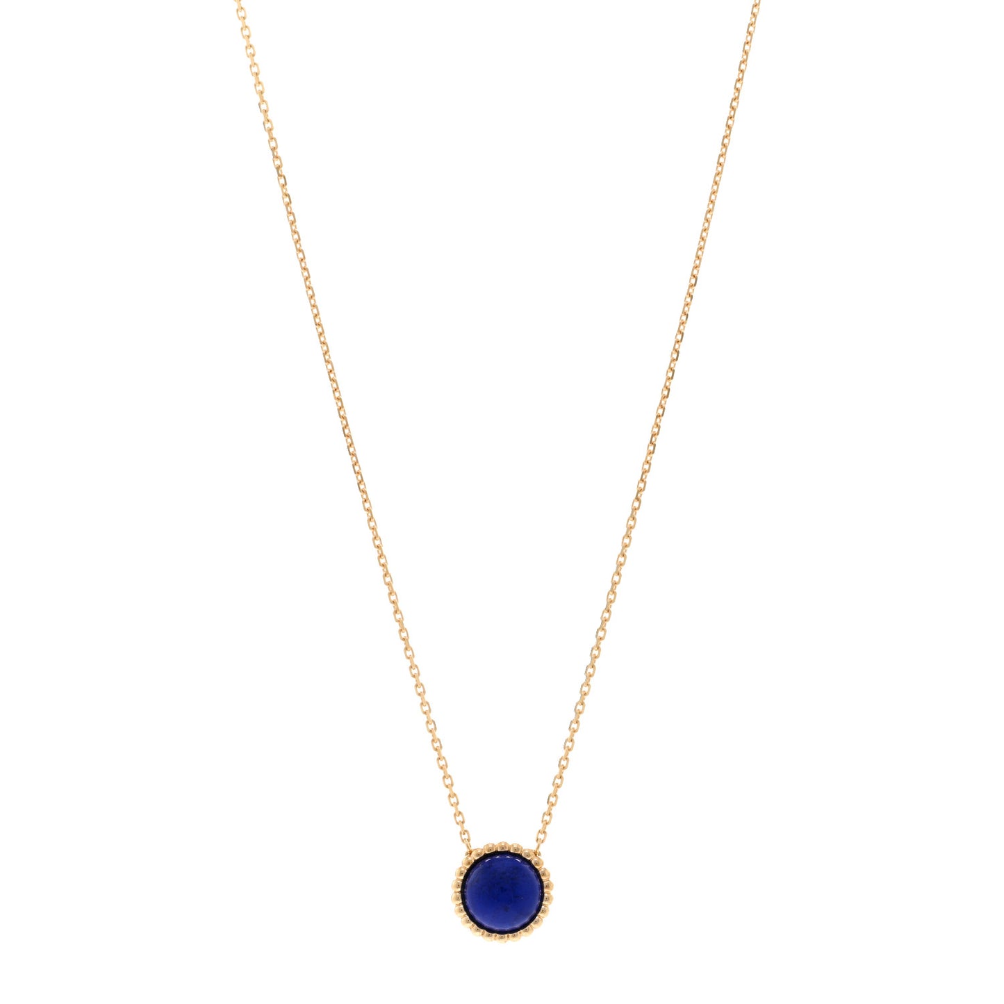 18K Yellow Gold Lapis Lazuli Perlee Couleurs Pendant Necklace
