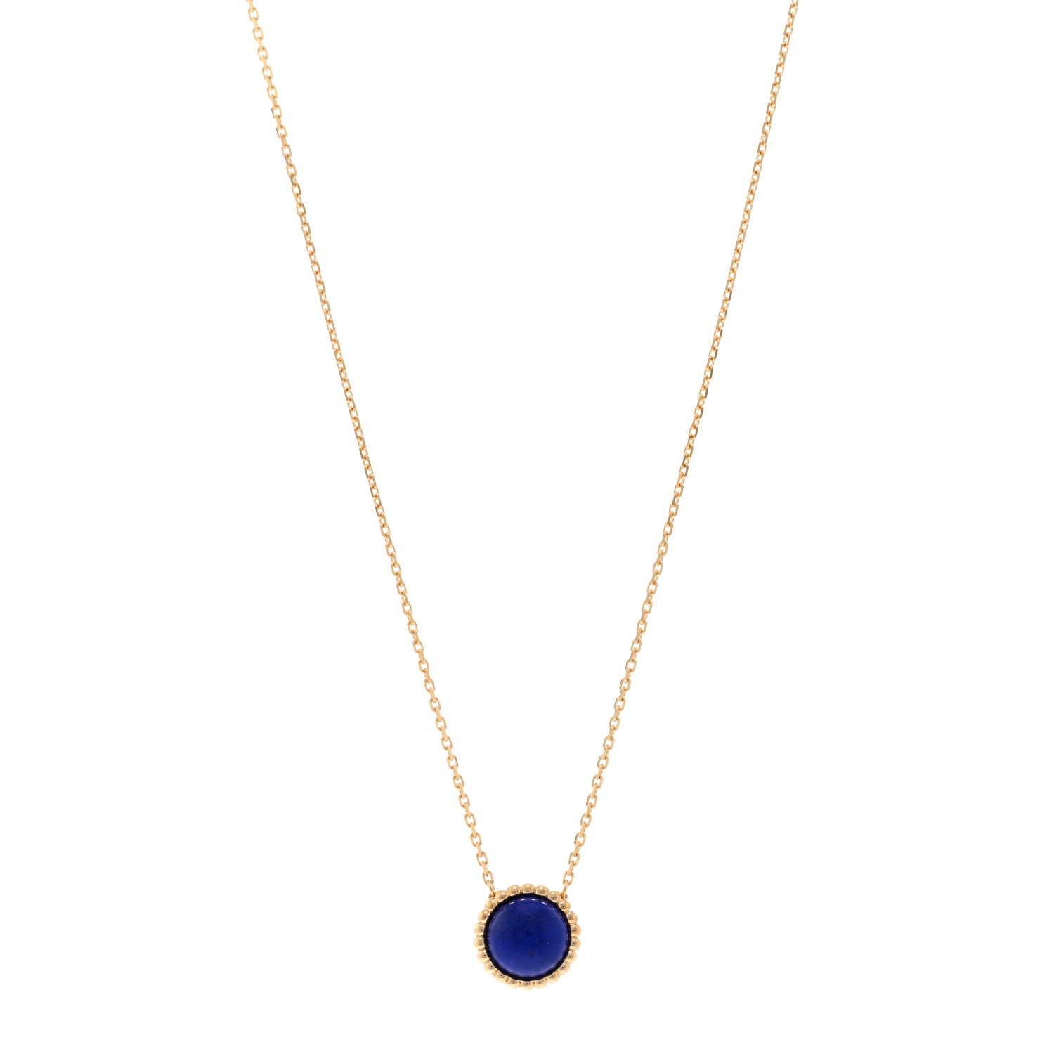 Van Cleef & Arpels 18K Yellow Gold Lapis Lazuli Perlee Couleurs Pendant Necklace 1 of 5