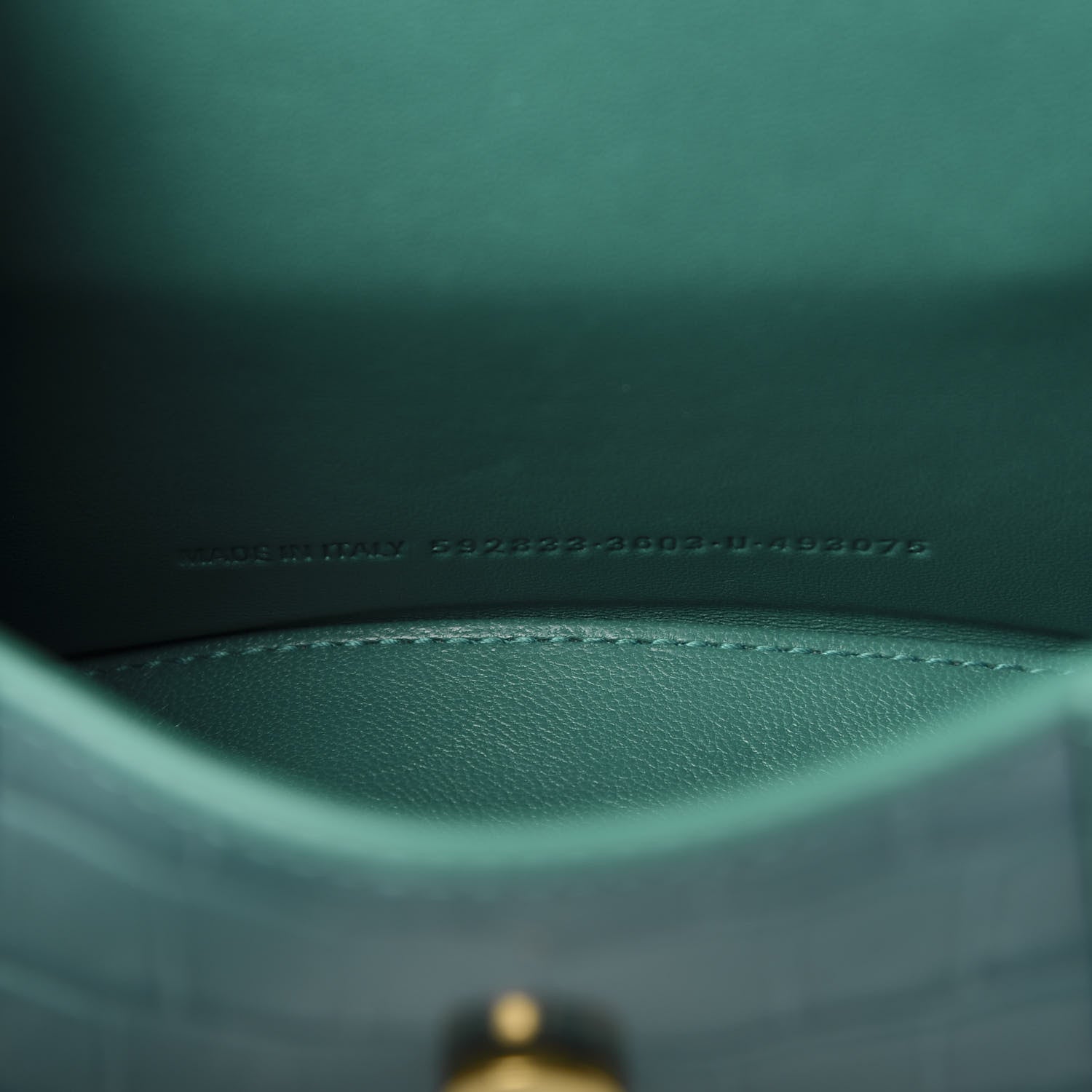 Balenciaga Shiny Calfskin Crocodile Embossed Hourglass Top Handle Bag XS Dark Turquoise 7 of 10