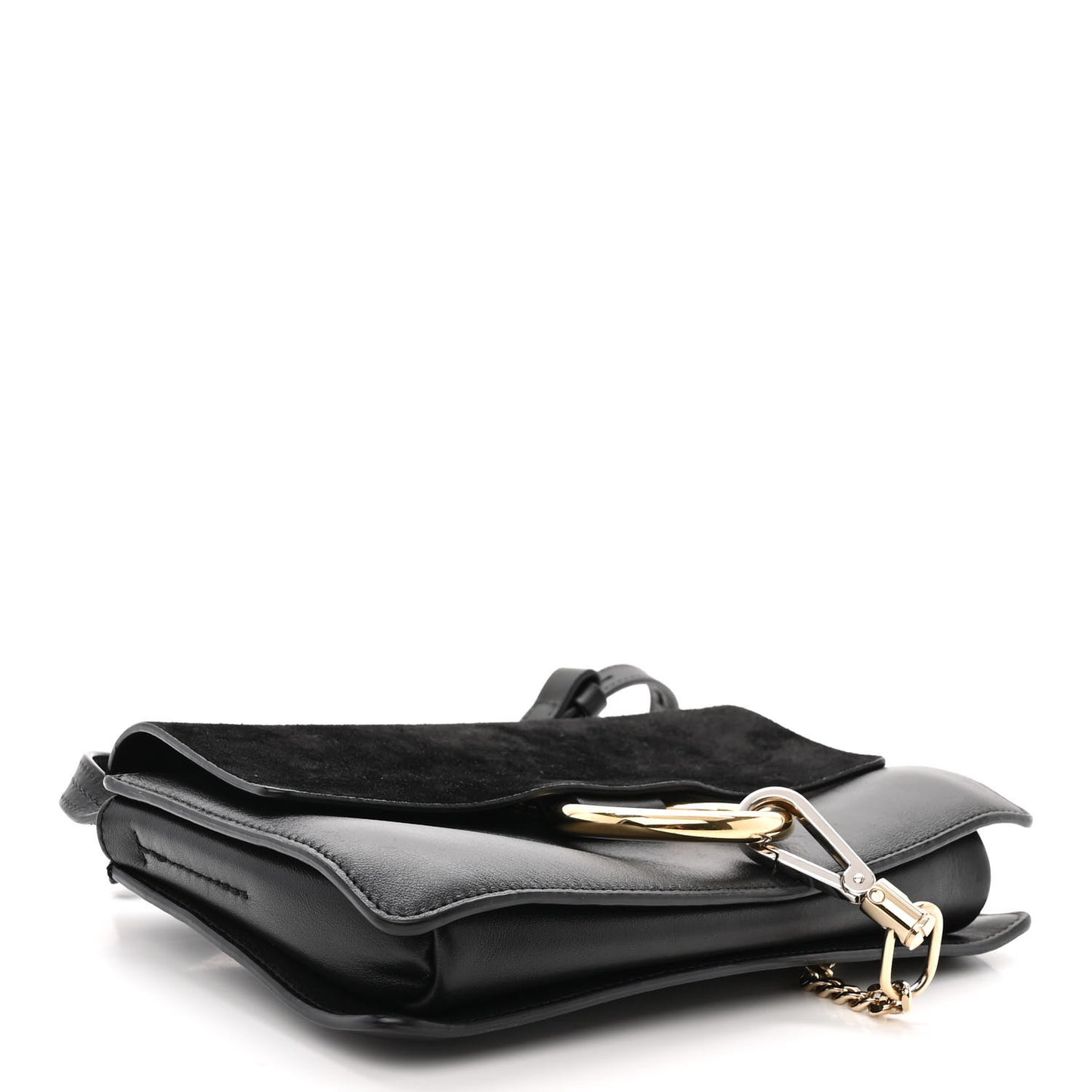 Suede Calfskin Small Faye Shoulder Bag Black
