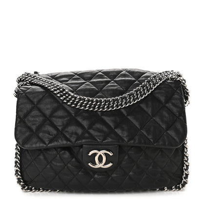 Chanel Washed Lambskin Quilted Maxi Chain Around Flap Black 1 of 9