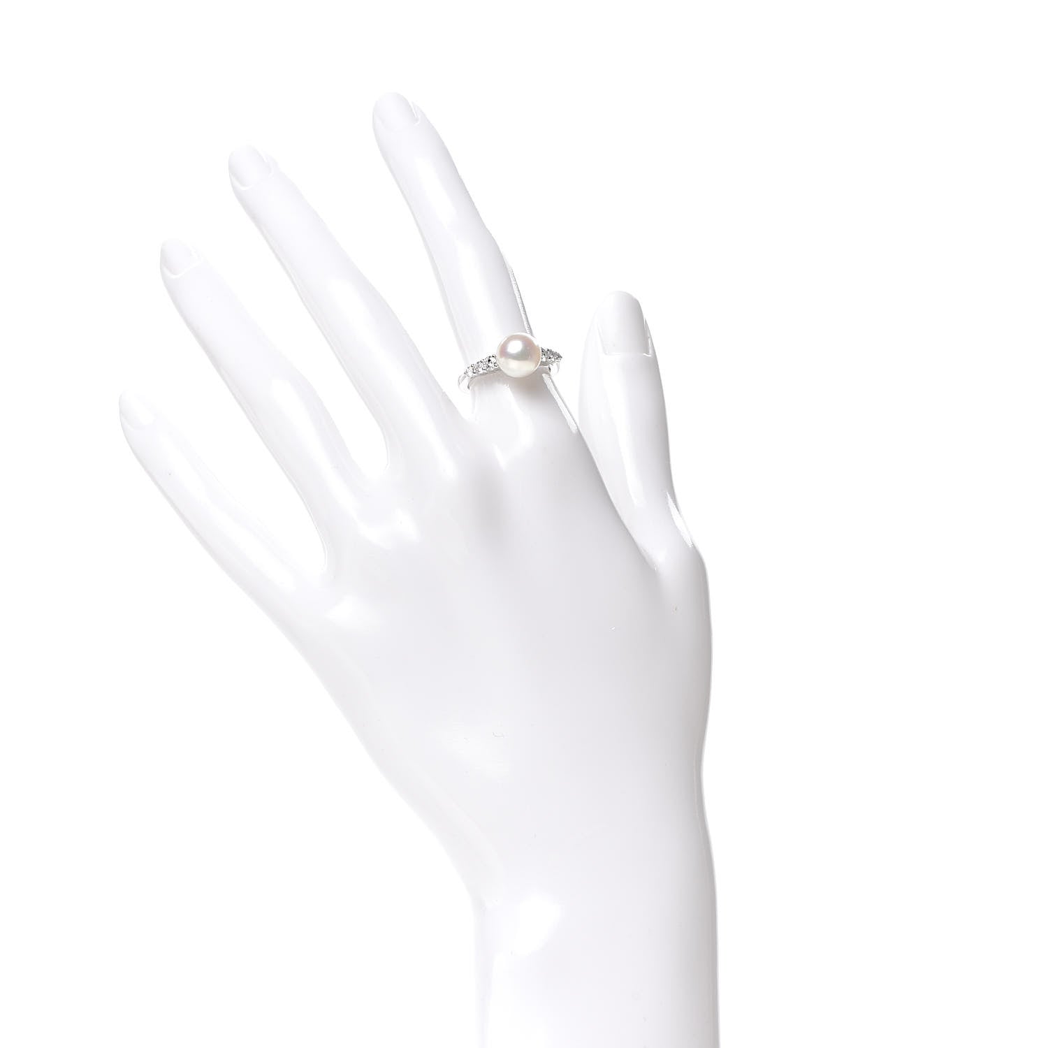 Mikimoto 18K White Gold Diamond Akoya Pearl 8-8.5mm Ring 49 5 2 of 5