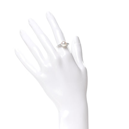 Mikimoto 18K White Gold Diamond Akoya Pearl 8-8.5mm Ring 49 5 2 of 5