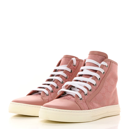 Gucci Monogram Womens High Top Sneakers 36.5 Pink Soft Pink 3 of 8