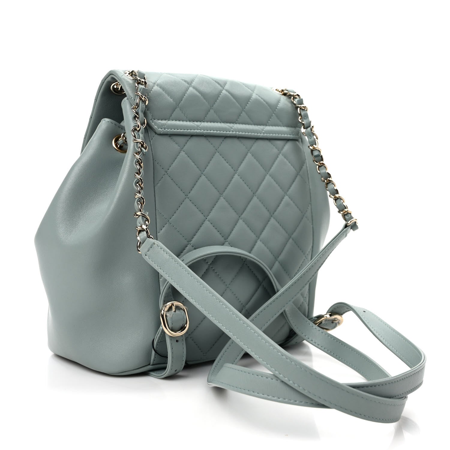 Chanel Lambskin Quilted Large Duma Drawstring Backpack Grey 3 of 8