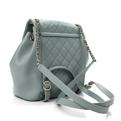 Chanel Lambskin Quilted Large Duma Drawstring Backpack Grey 3 of 8