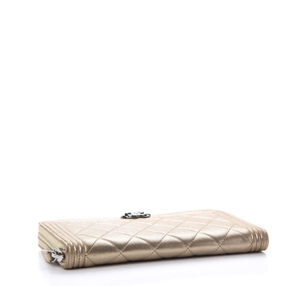 Chanel Metallic Lambskin Quilted Boy Zip Around Wallet Gold 4 of 8
