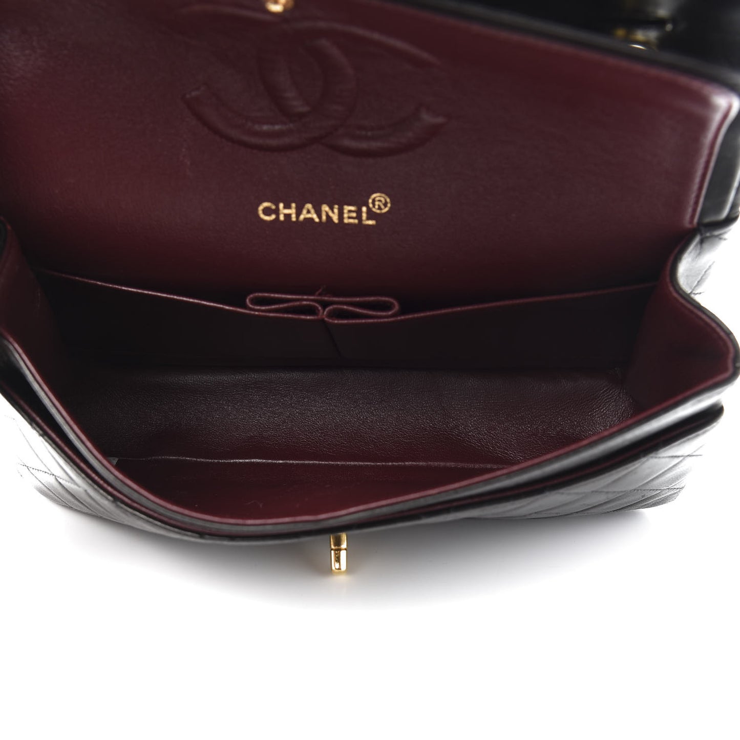 Lambskin Quilted Medium Double Flap Black