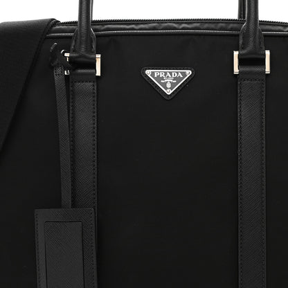 Prada Tessuto Nylon Saffiano Metal Triangle Logo Work Bag Black 9 of 11