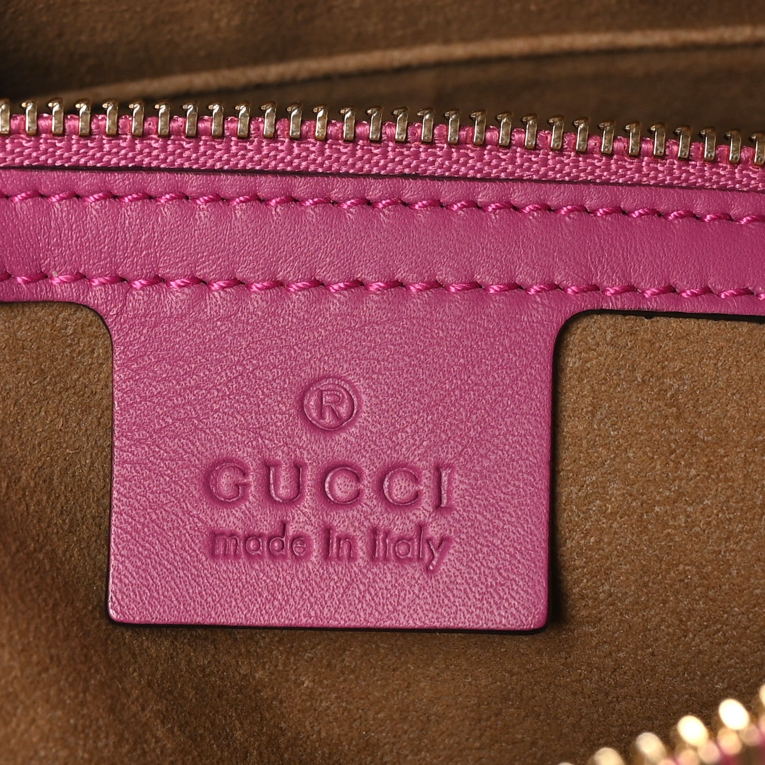 Gucci GG Supreme Monogram Medium Zippered Bucket Tote Beige Hibiscus Red New Rosette 6 of 11