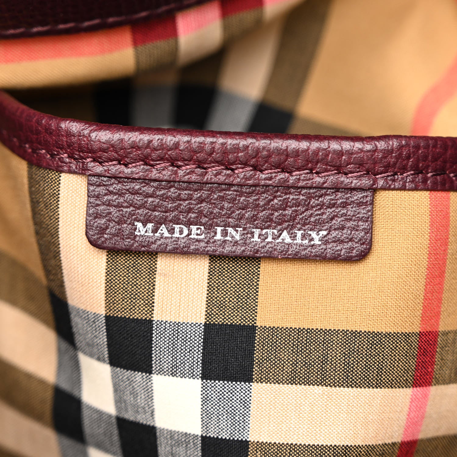 Burberry Grainy Calfskin House Check Small Banner Tote Mahogany Red 7 of 12