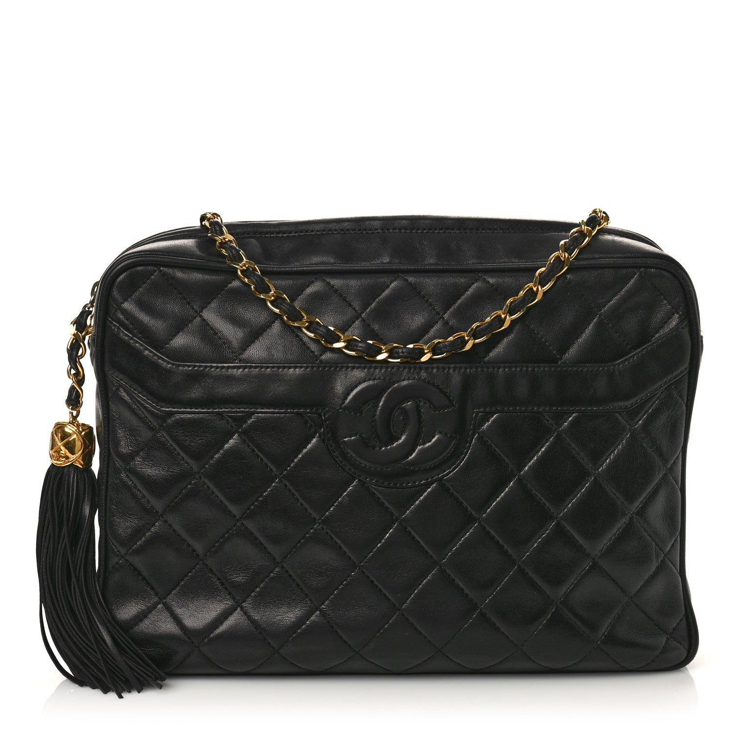 Chanel Lambskin Quilted CC Tassel Camera Case Black 1 of 9