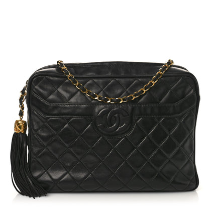 Chanel Lambskin Quilted CC Tassel Camera Case Black 1 of 9
