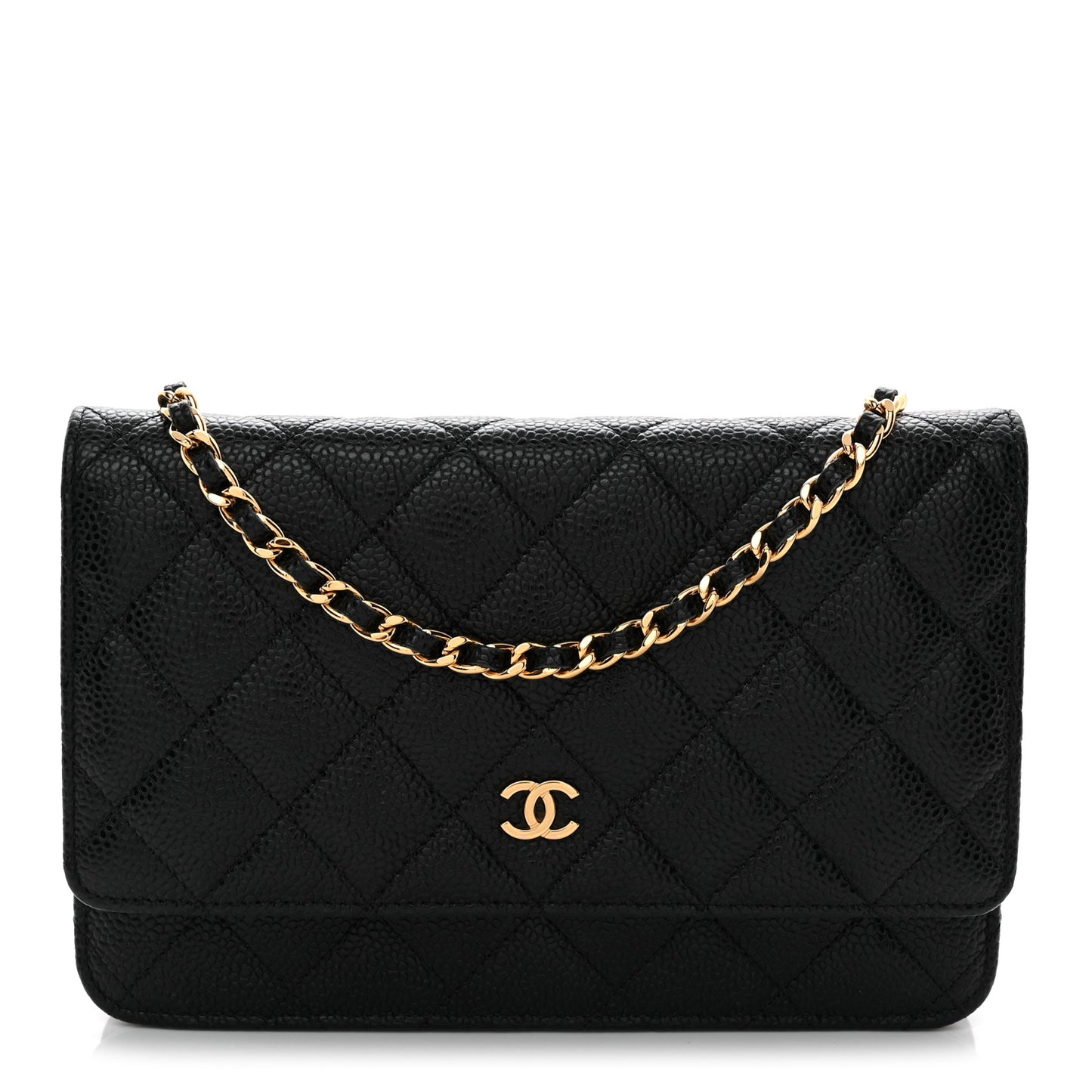 Caviar Quilted Wallet On Chain WOC Black