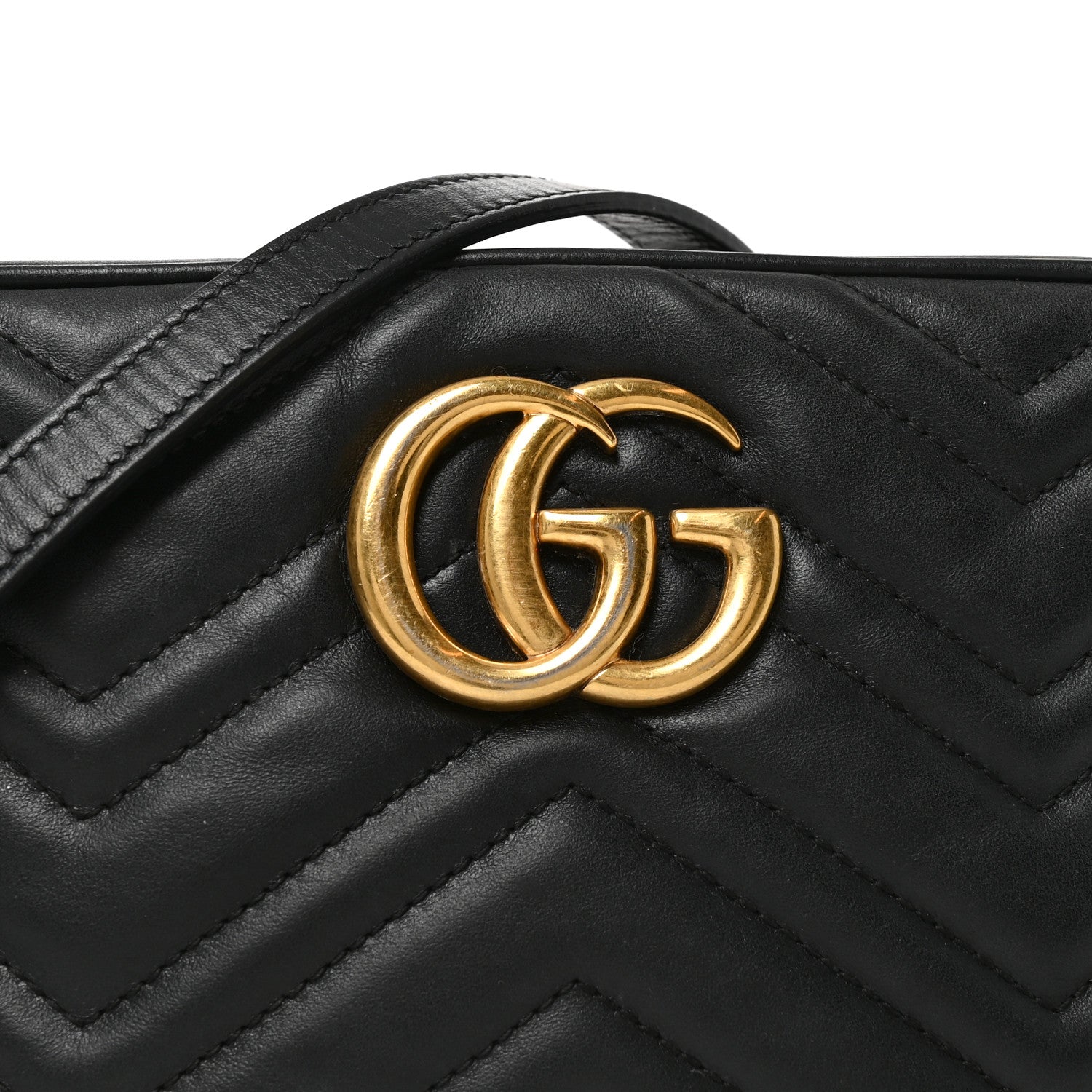 Gucci Calfskin Matelasse Small GG Marmont Chain Shoulder Bag Black 8 of 10