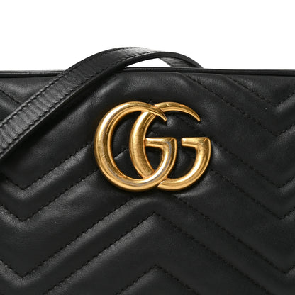 Gucci Calfskin Matelasse Small GG Marmont Chain Shoulder Bag Black 8 of 10