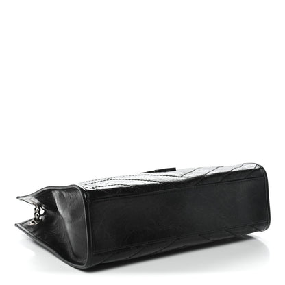 Saint Laurent Crinkled Calfskin Matelasse Monogram Medium Niki Shopper Tote Black 5 of 11