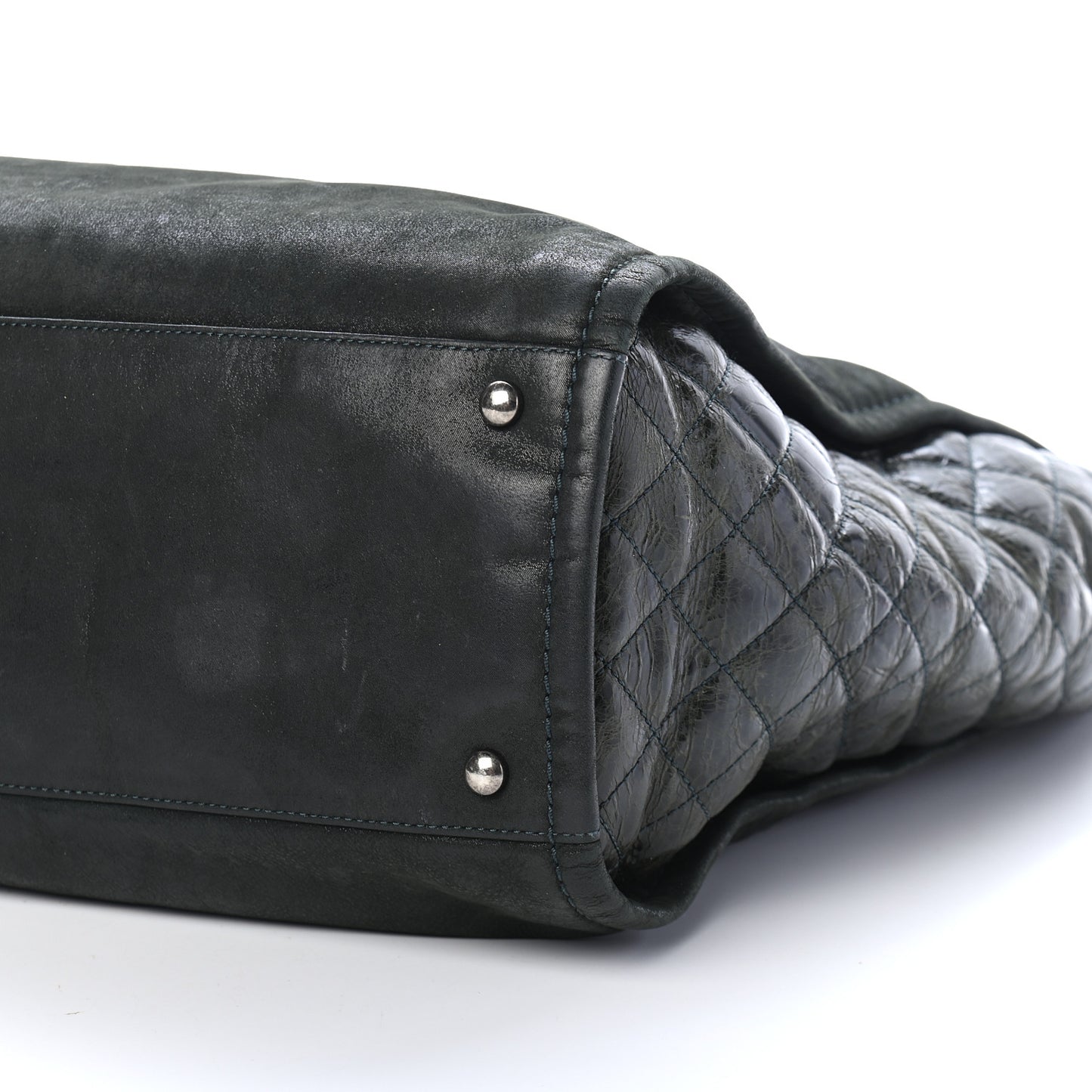 Iridescent Calfskin In the Mix Tote Dark Green