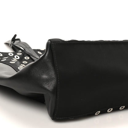 Prada Tessuto Nylon Calfskin Grommet Tote Black 8 of 9