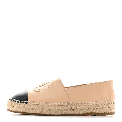 Chanel Lambskin CC Espadrilles 35 Beige Black 1 of 10