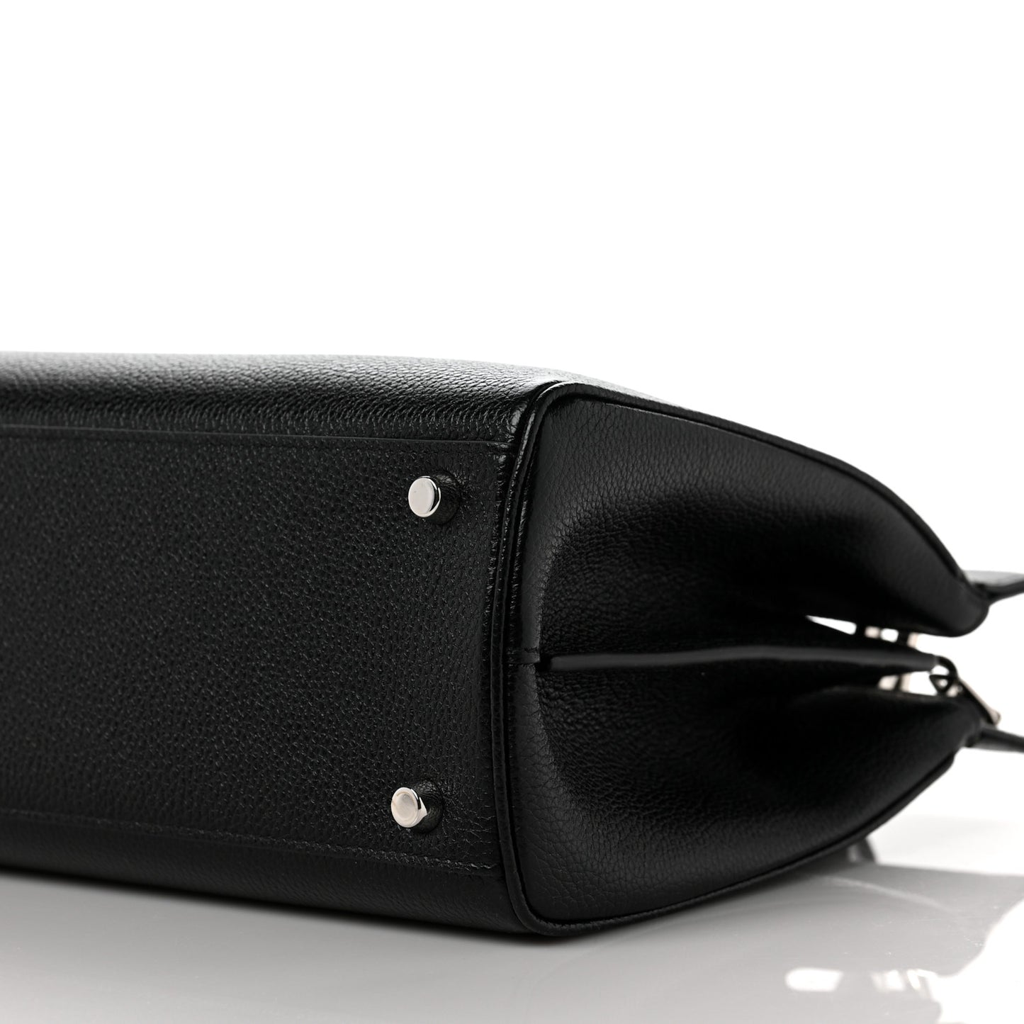 Grainy Calfskin Small Zumi Top Handle Bag Black
