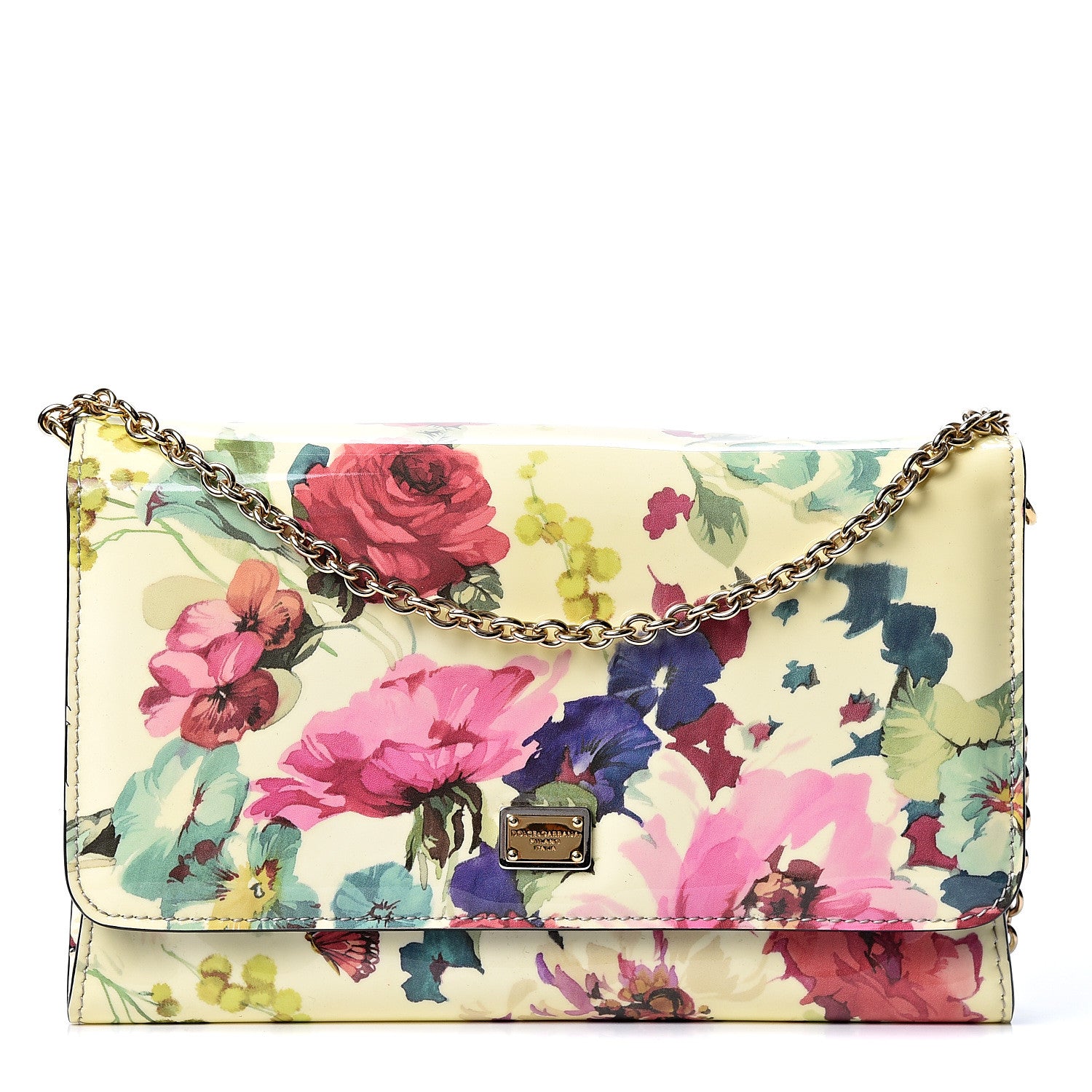 Dolce & Gabbana Patent Floral Print Wallet On Chain Multicolor 1 of 8