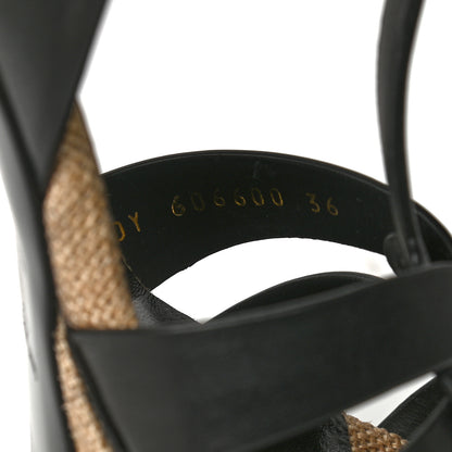 Saint Laurent Calfskin Canvas Tribute 75 Platform Sandals 36 Black 8 of 8