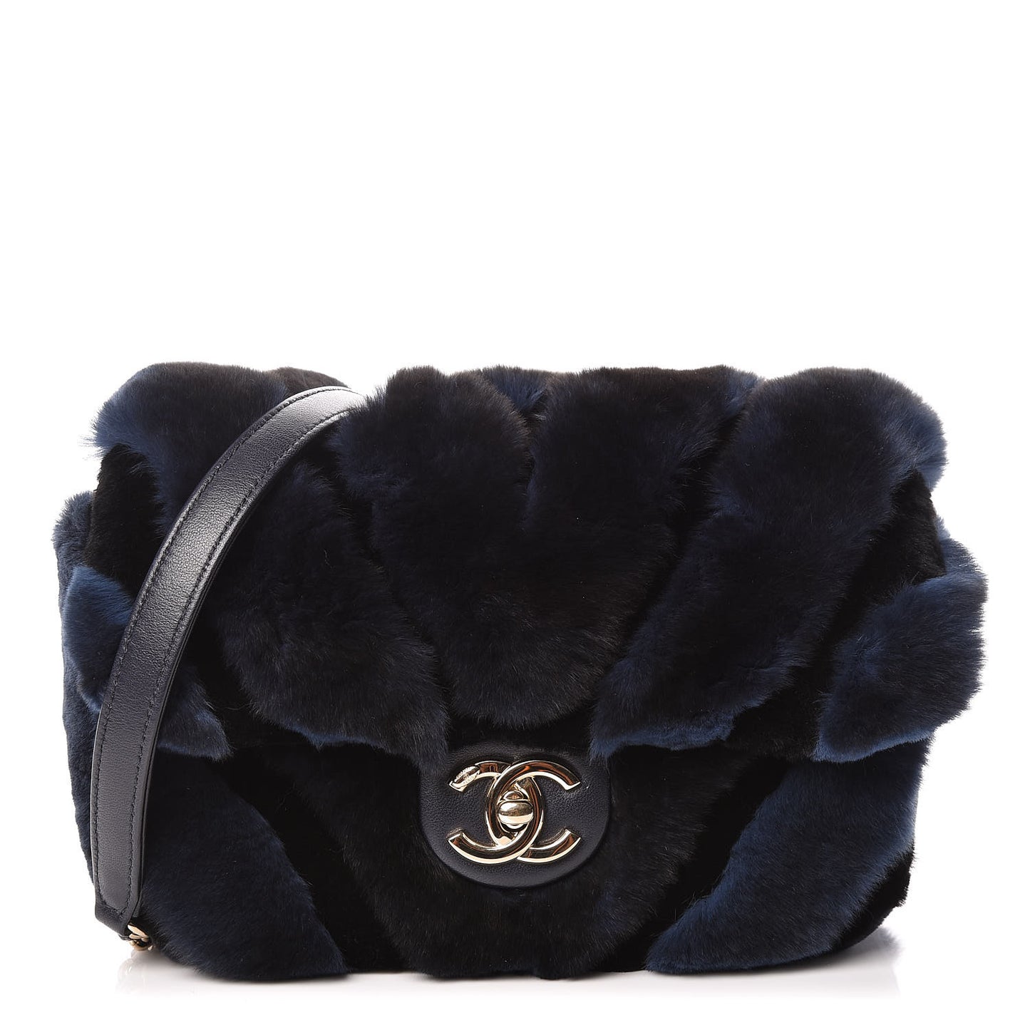 Orylag Lambskin Chevron Mini Rectangular Flap Blue