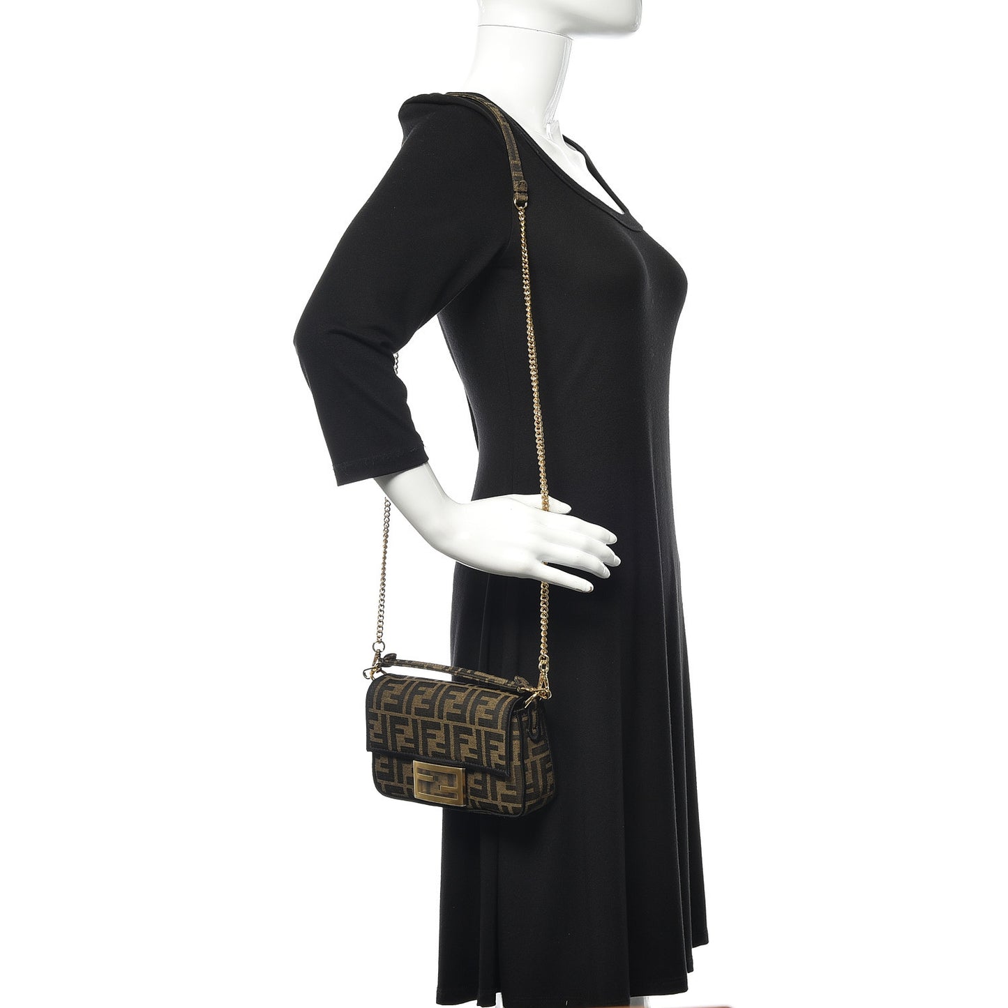 Fabric Jacquard FF 1974 Mini Baguette Tobacco Moro Black
