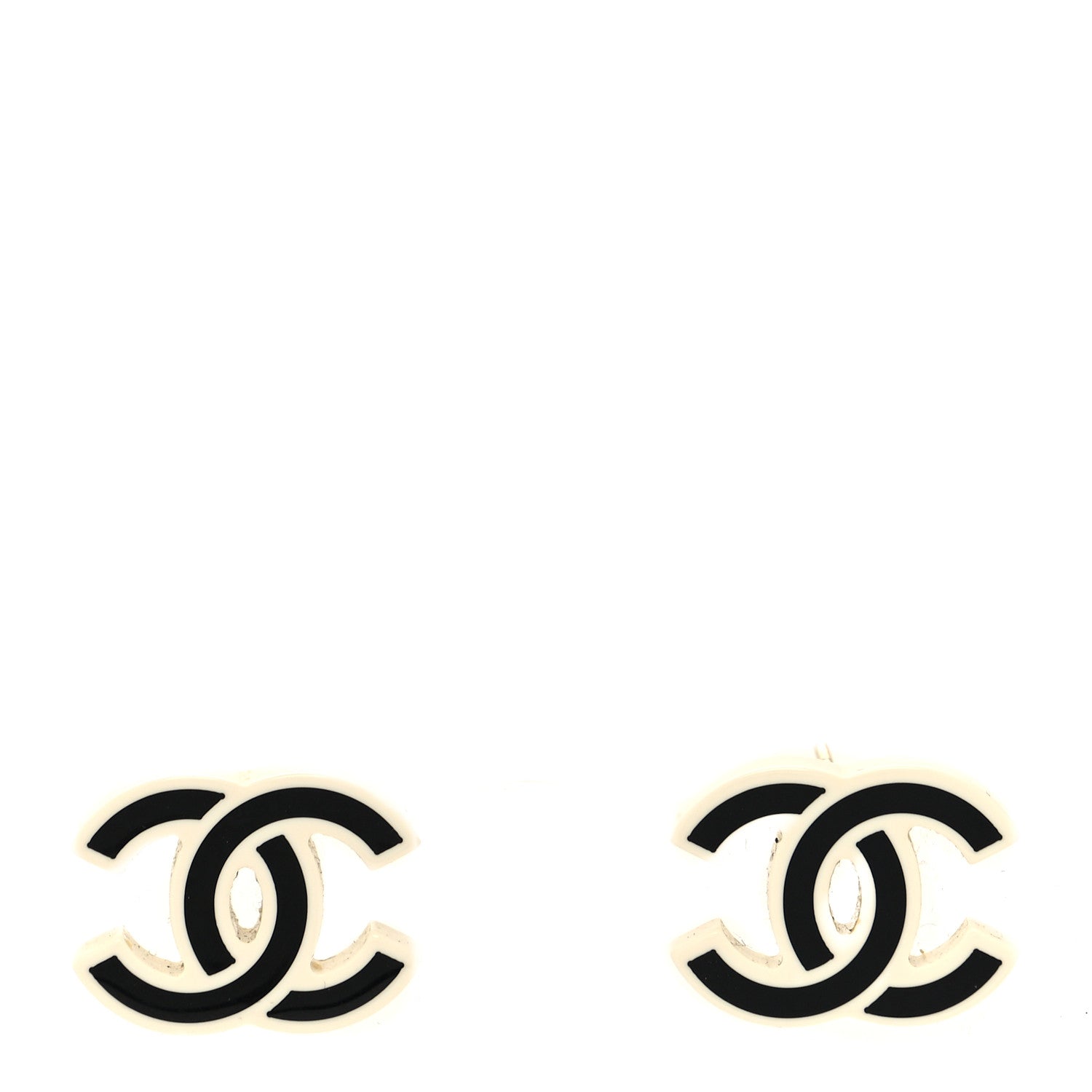 Chanel Resin CC Earrings Black White 1 of 4