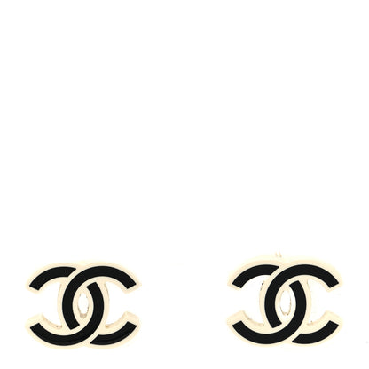 Chanel Resin CC Earrings Black White 1 of 4