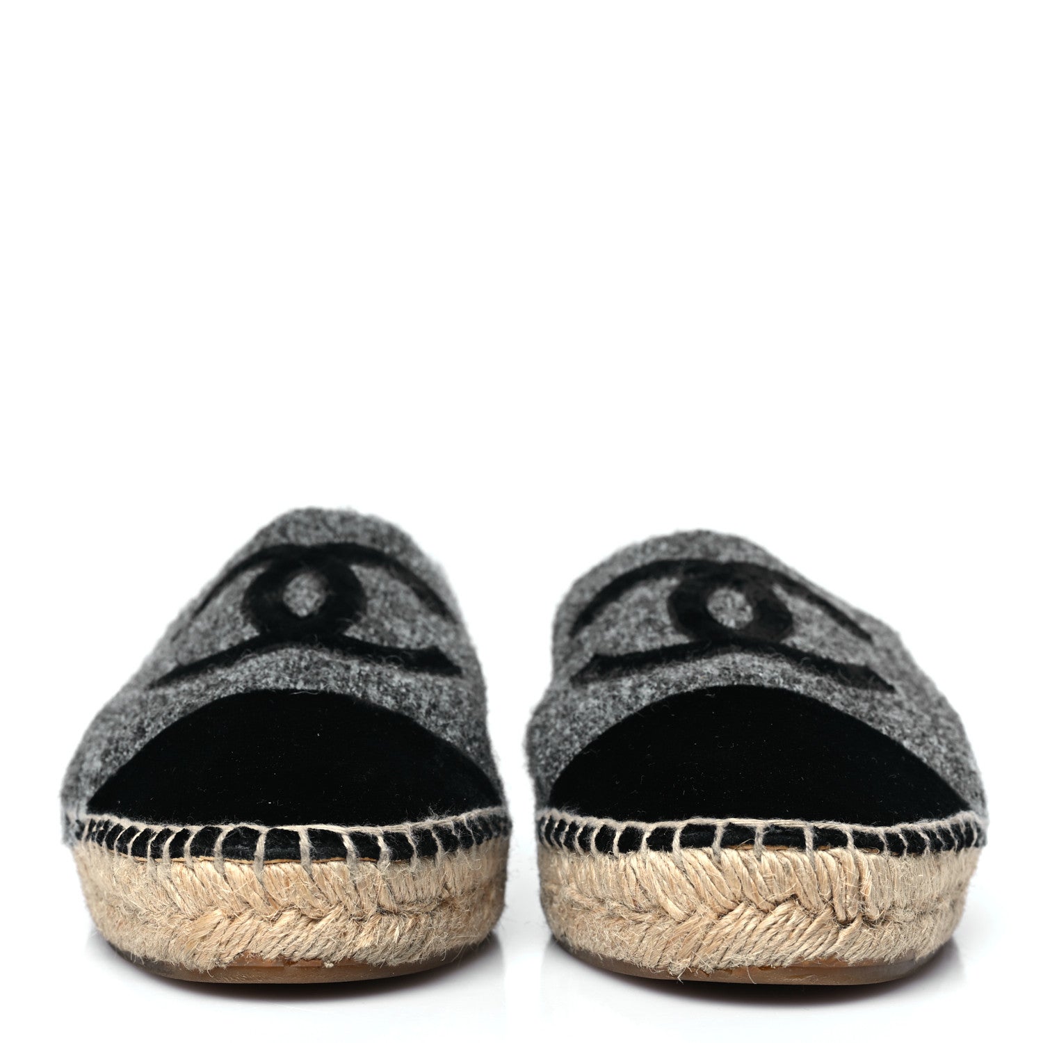 Chanel Tweed Velvet CC Espadrilles 40 Grey Black 2 of 10