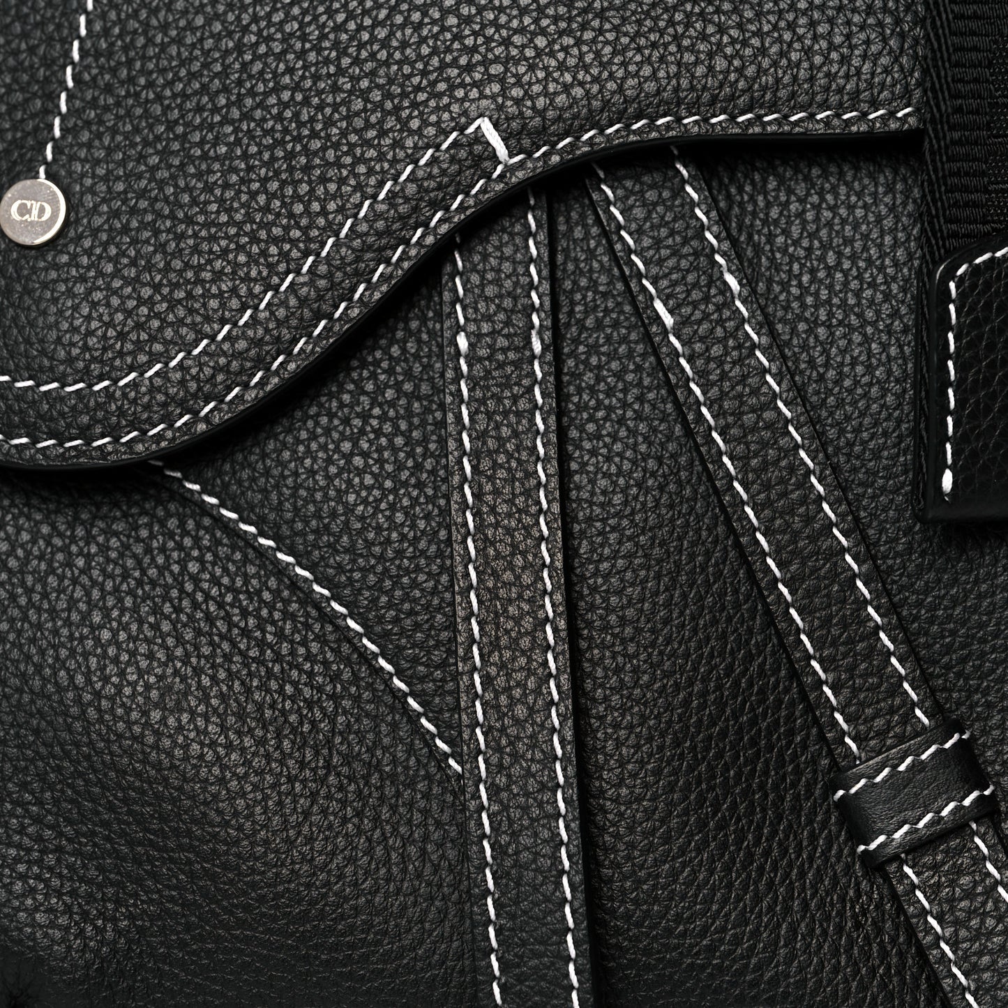 X KAWS Grained Calfskin Saddle Pouch Black