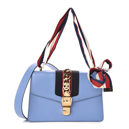 Gucci Calfskin Small Sylvie Shoulder Bag Clear Sky Blue 1 of 10