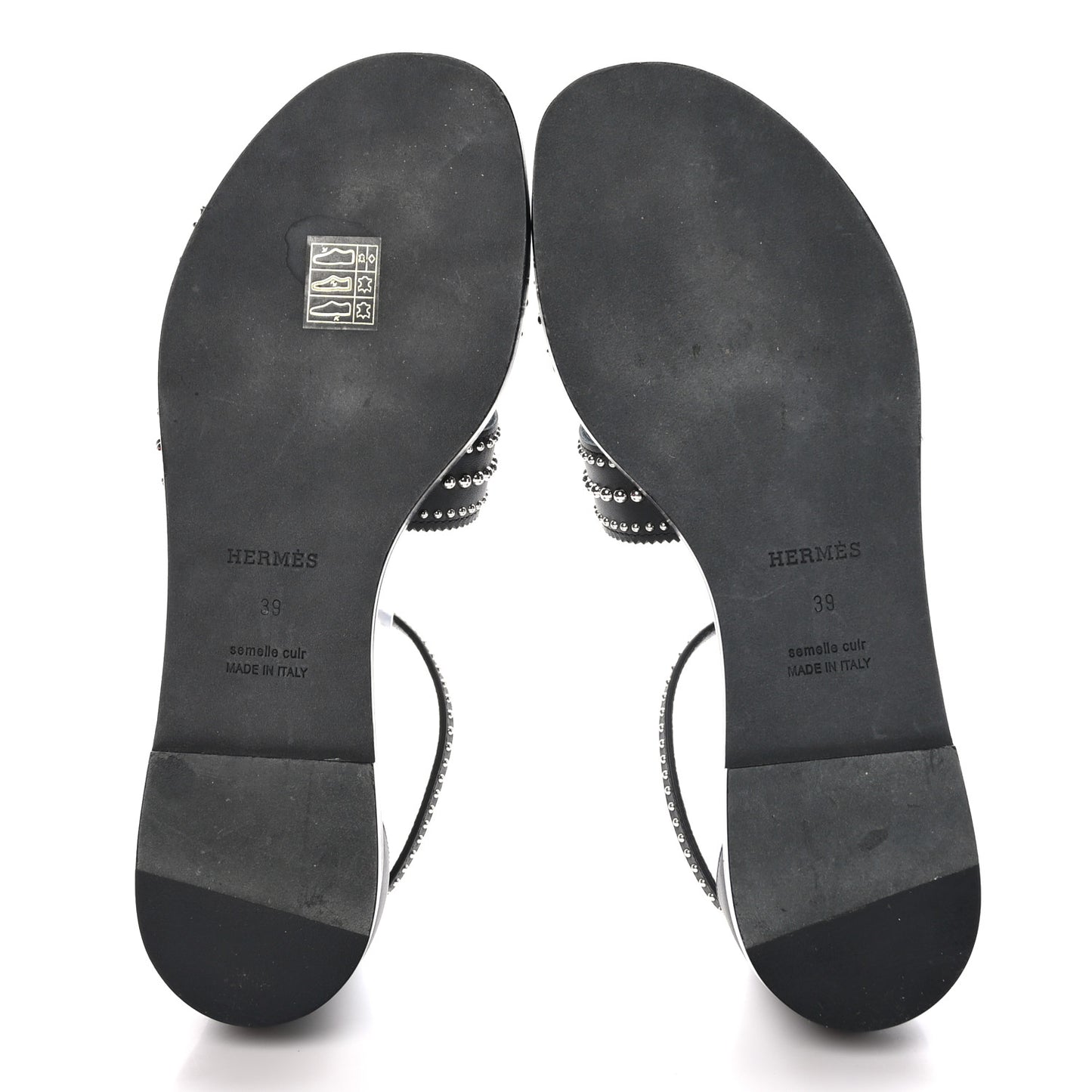Calfskin Studded Santorini Sandals 39 Black