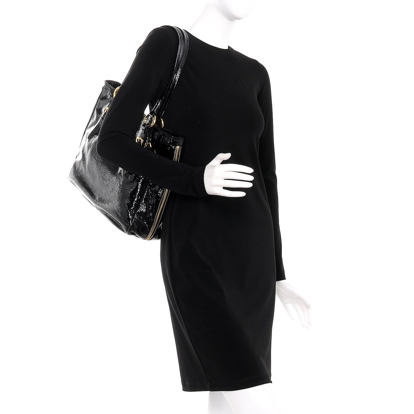 Vernice Naplak Zipper Tote Black