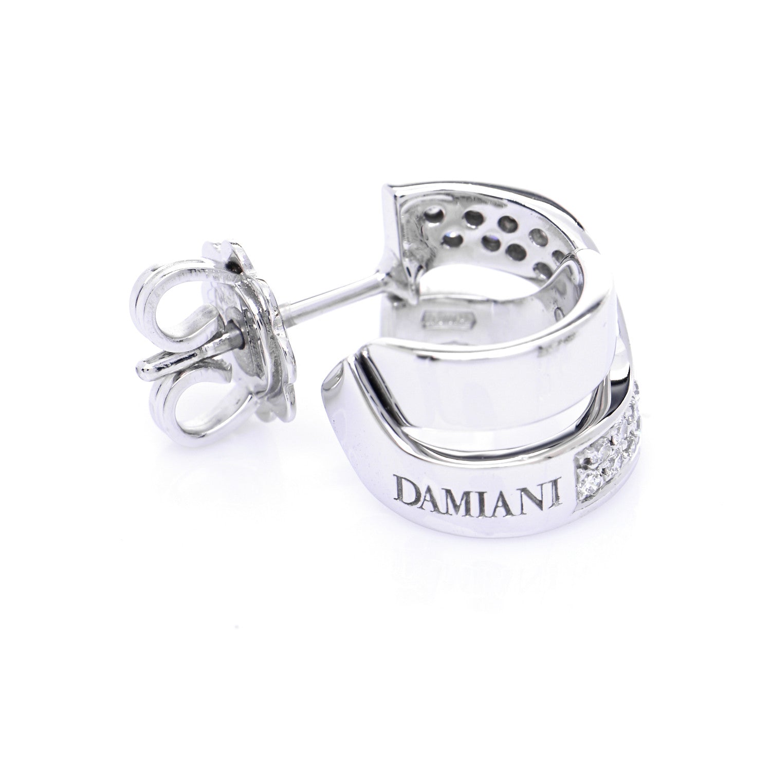 Damiani 18K White Gold Diamond Baci Earrings 5 of 7