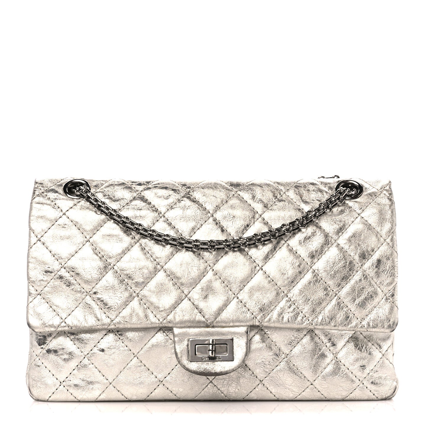 Metallic Aged Calfskin Quilted 2.55 Reissue 226 Flap Silver