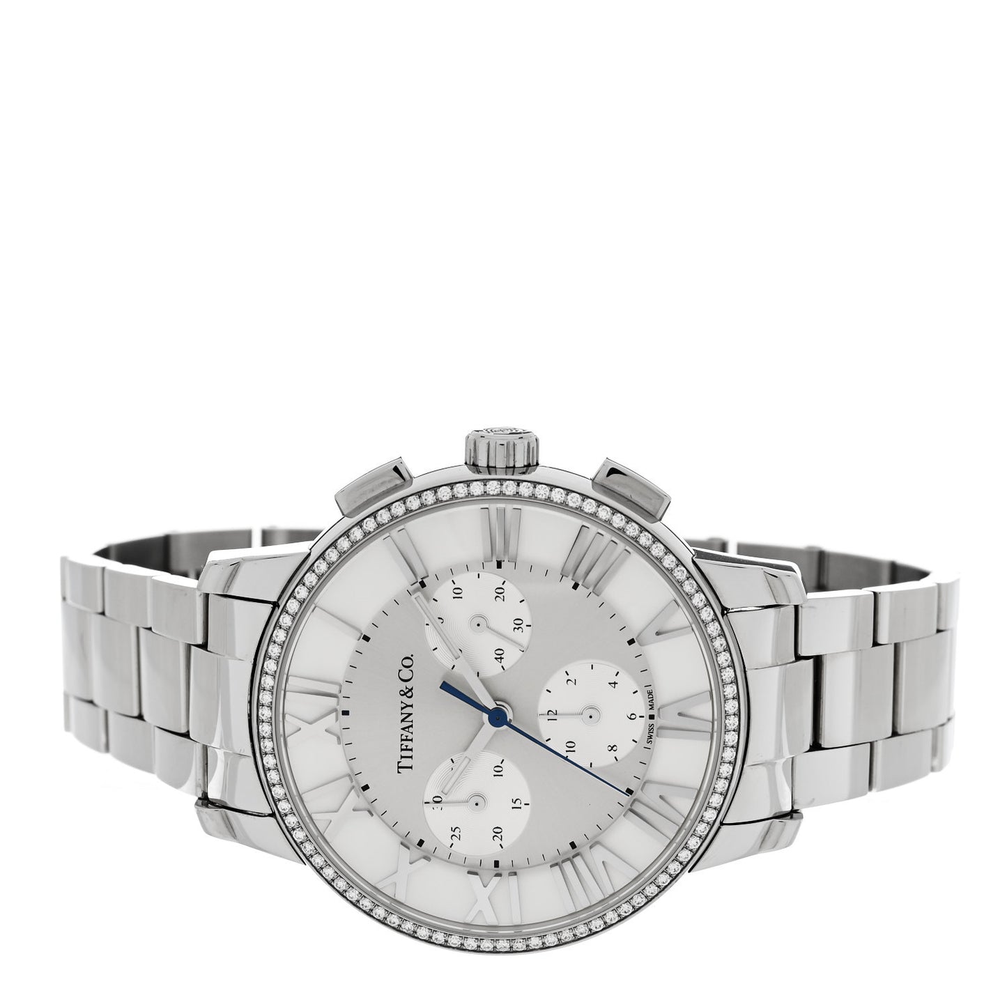 Stainless Steel Diamond Bezel 36mm Atlas Dome Chronograph Quartz Watch