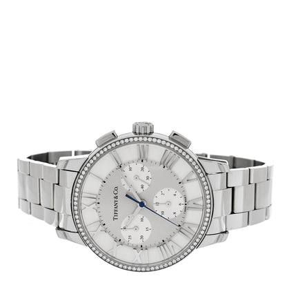 Tiffany Stainless Steel Diamond Bezel 36mm Atlas Dome Chronograph Quartz Watch 2 of 5