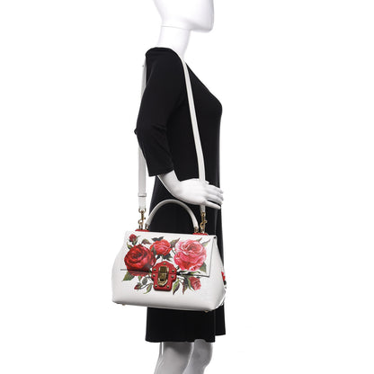 Dolce & Gabbana Grained Calfskin Floral Printed Small Lucia Satchel White 2 of 13